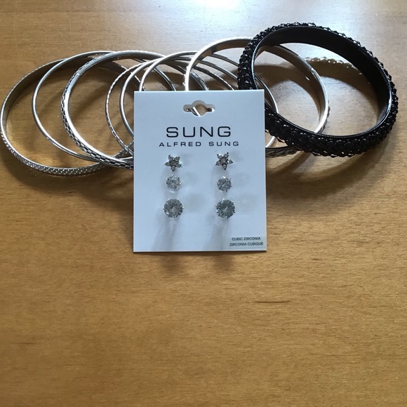 ALFRED SUNG Jewelry - Cubic Zirconia Earrings & Bangles Bundle